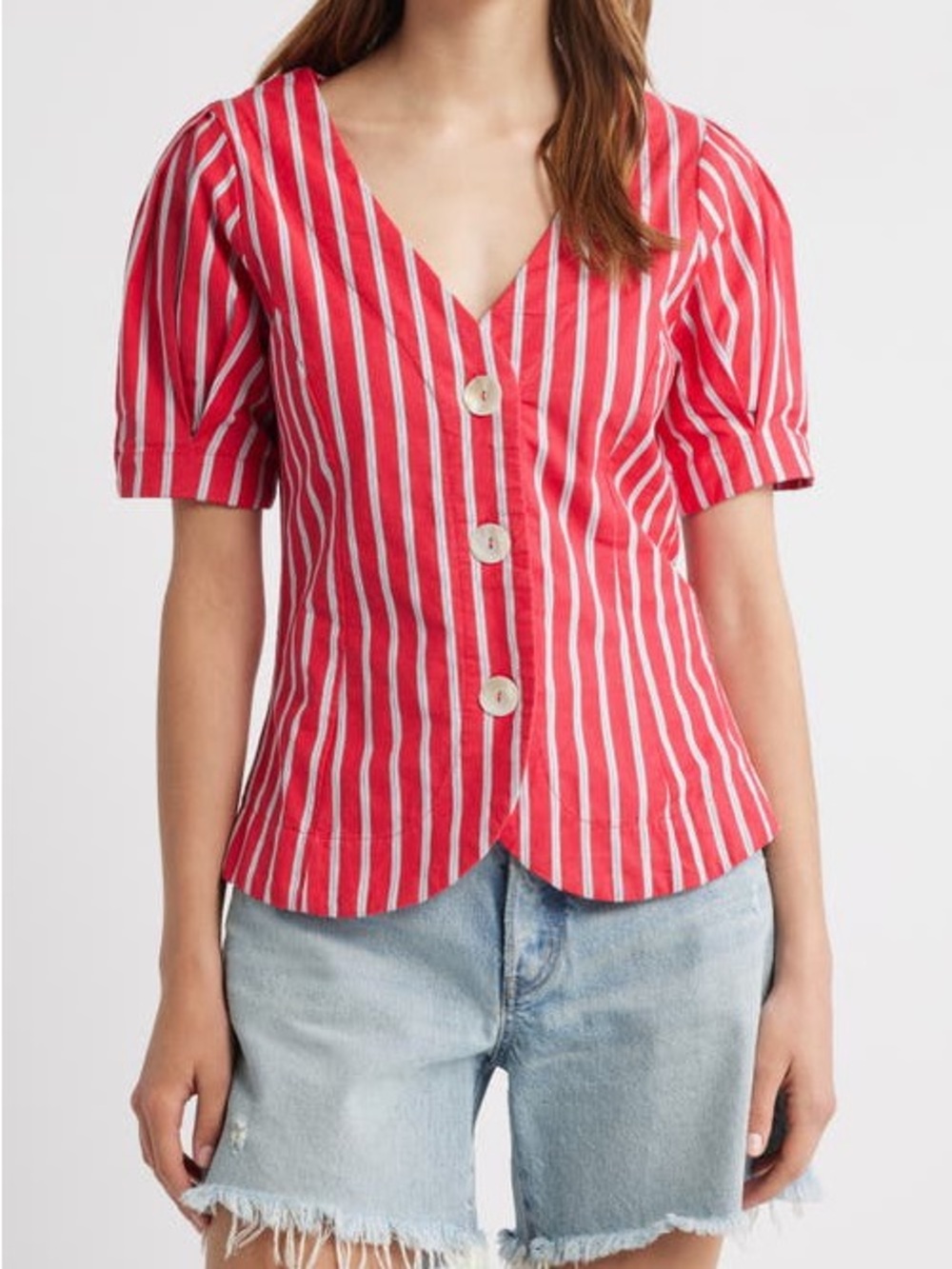 Damson Madder Line Shell Puffed Sleeve Blouse